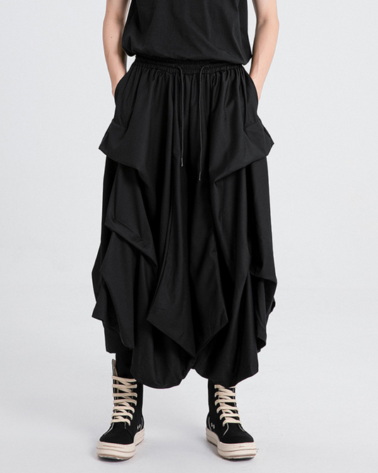 Pantalons Hakama Plissés Avant-Garde - pantalons techwear - Pantalons Hakama Plissés au Style Avant-Garde