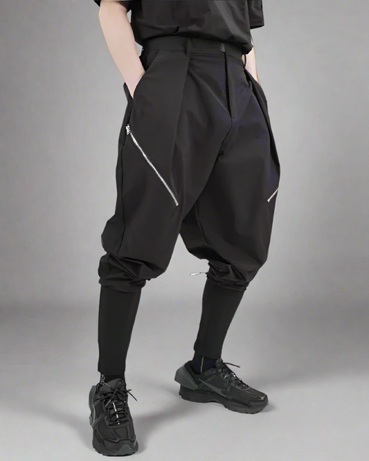 Pantalons Hakama Superposés Chic - pantalons techwear - Pantalons Hakama Superposés Chic pour un Style Urbain