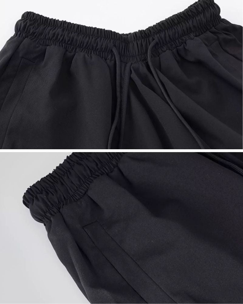 Pantalons Hakama Techwear Noir Chic - mode japonaise - Pantalons Hakama Techwear Noir pour un style moderne