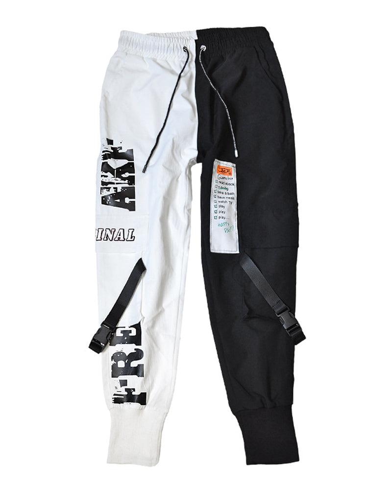 Pantalons Tech Monochromes Chic - tenue sportive urbaine - Pantalons Cargo Futuristes Monochromes pour Style Urbain