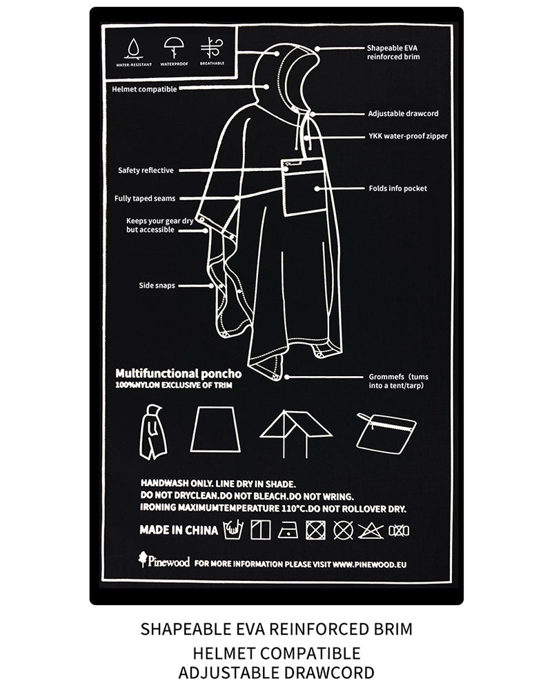Poncho de Pluie 3L Tout Temps - poncho léger pour camping - Poncho de pluie léger et multifonctionnel pour les aventuriers