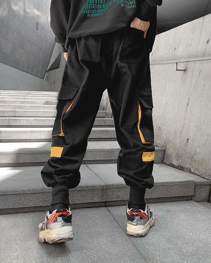 Pantalons Cargo Chic en Patchwork Noir