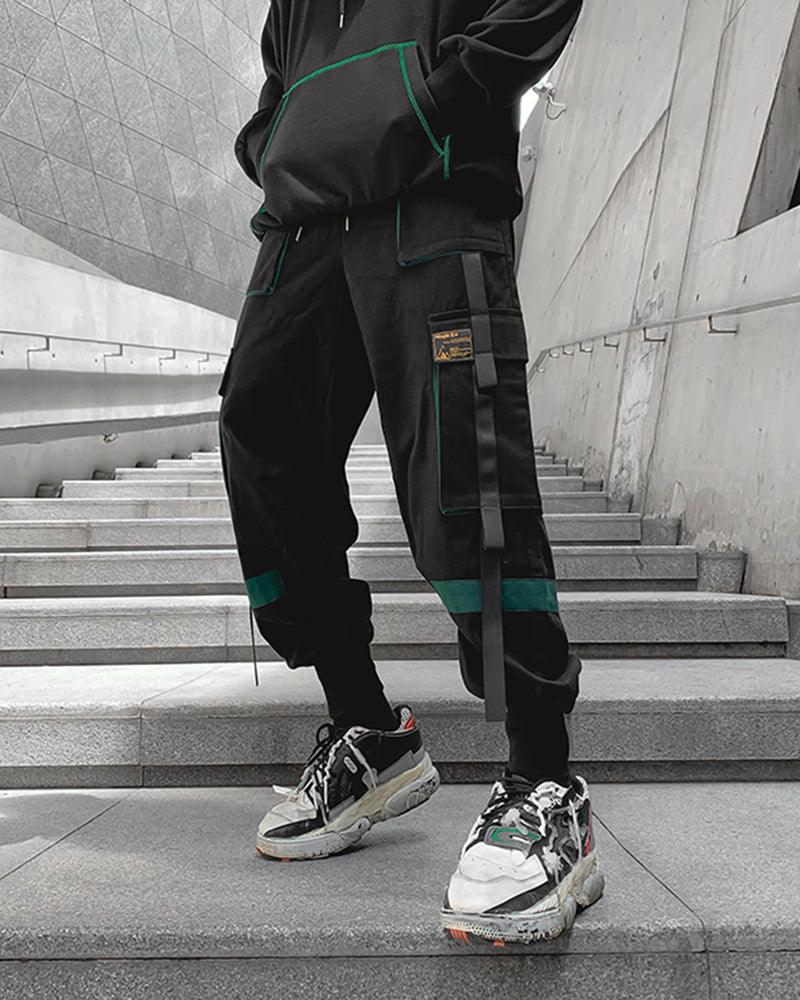 Pantalons Cargo Chic en Patchwork Noir