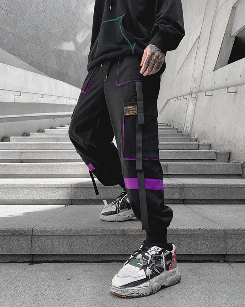 Pantalons Cargo Chic en Patchwork Noir