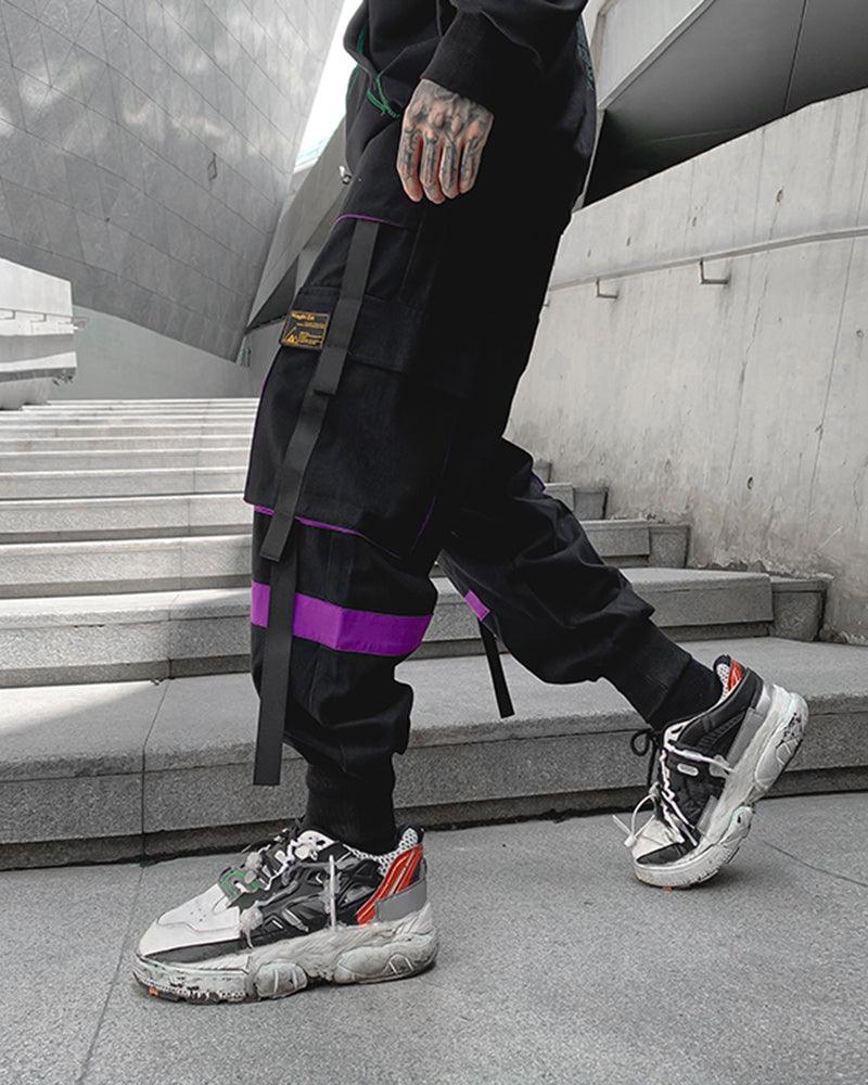 Pantalons Cargo Chic en Patchwork Noir