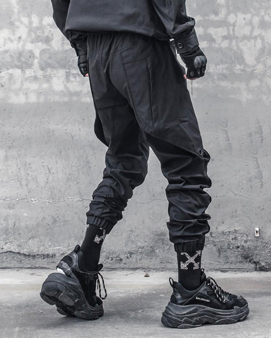 Pantalons Cargo Patchwork Noir Chic