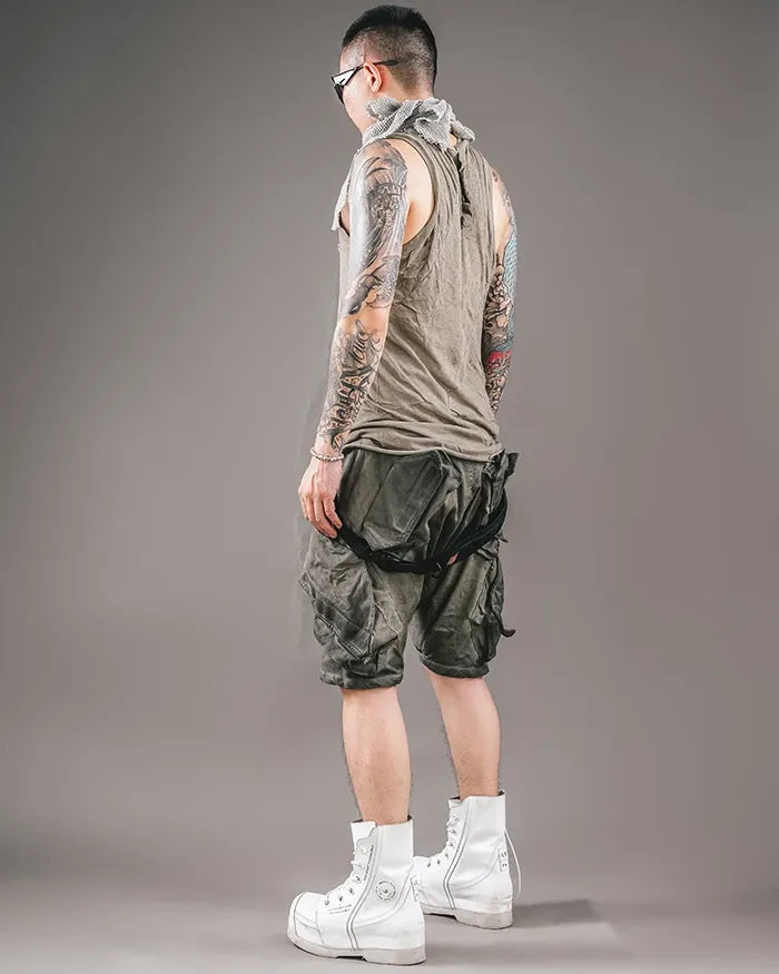 Shorts de Quête Cyberpunk Vibrants - vêtements résistants - Shorts Cyberpunk Vibrants avec Poches Pratiques