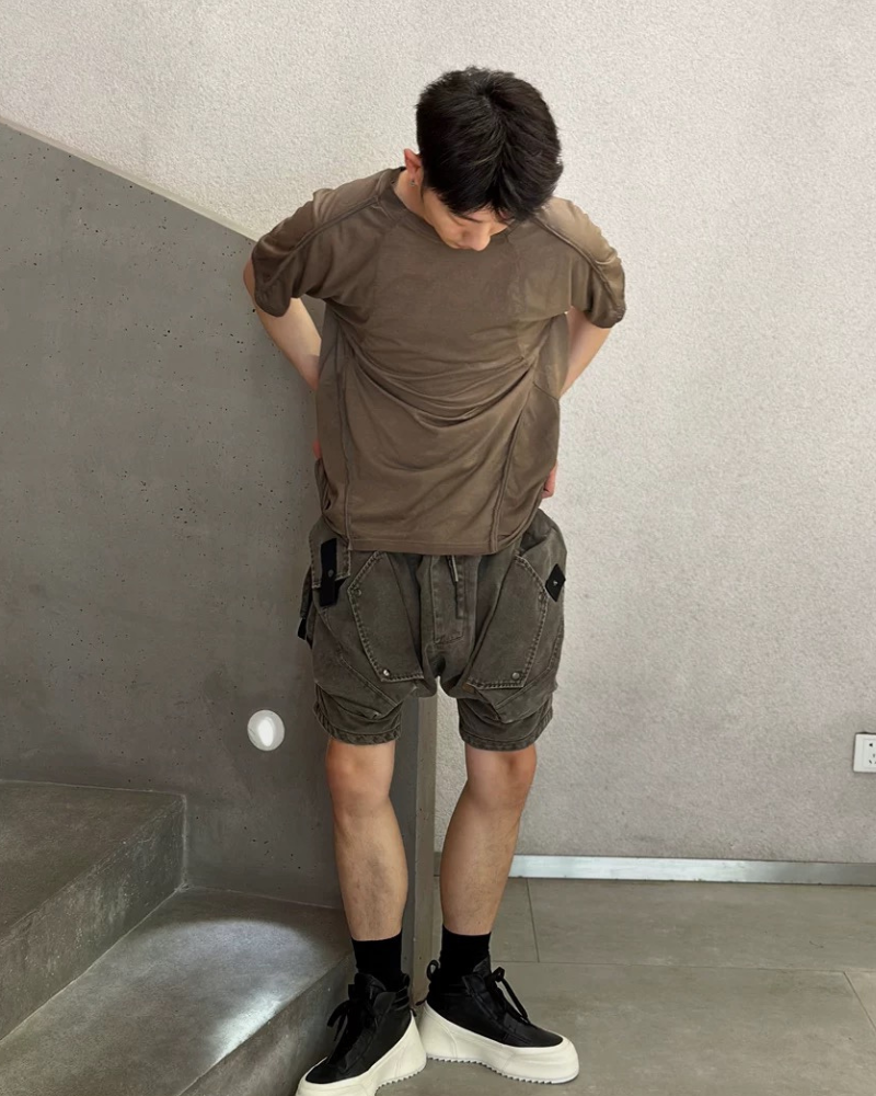 T-shirt Distressed Rebel Chic - techwear - T-shirt Distressed Rebel Chic en coton marron