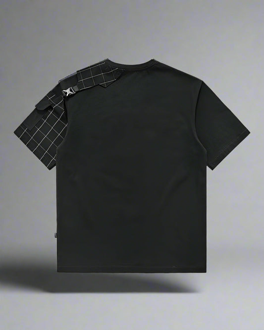 T-Shirt Techwear à Carreaux Dynamique - t-shirt à carreaux - T-Shirt Techwear à Carreaux pour un Style Unique