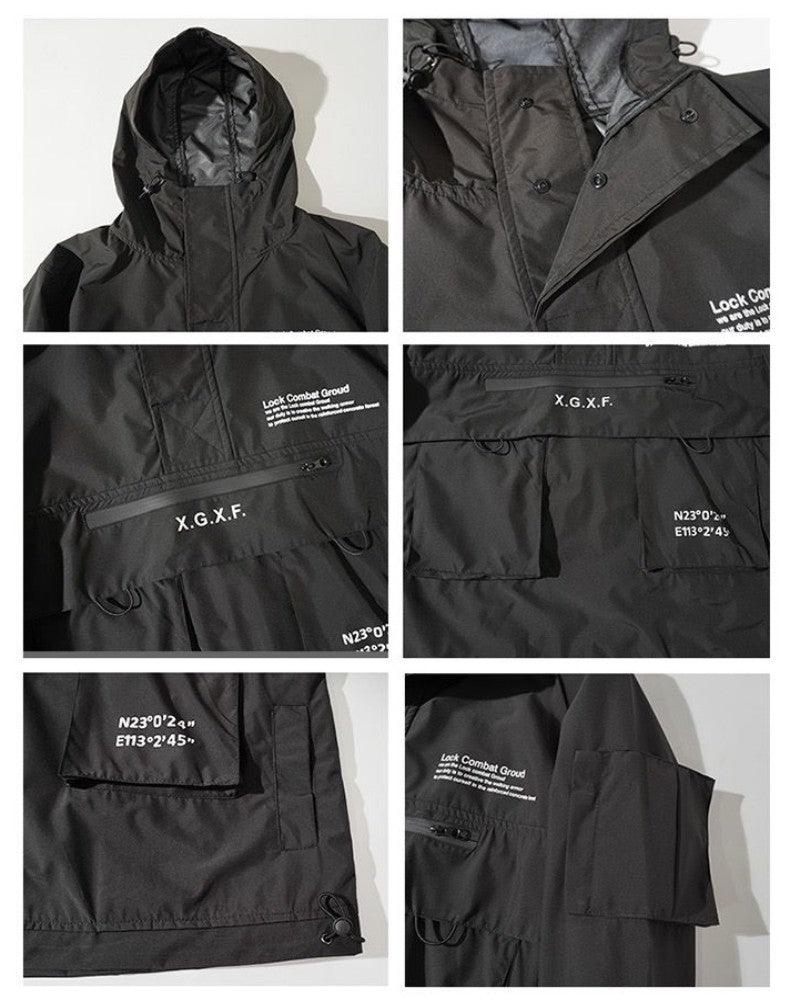 Veste à Capuche Polyvalente avec Poches - veste élégante - Veste à Capuche Noire Polyvalente avec Poches Pratiques