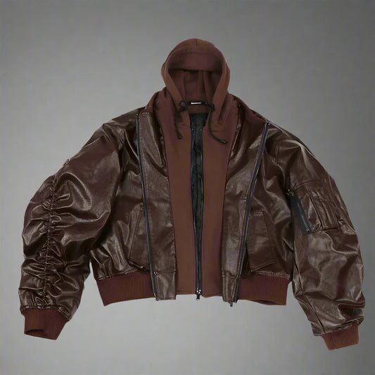 Veste en Cuir Opium - veste rétro - Veste en Cuir Streetwear Y2K pour un Style Unique