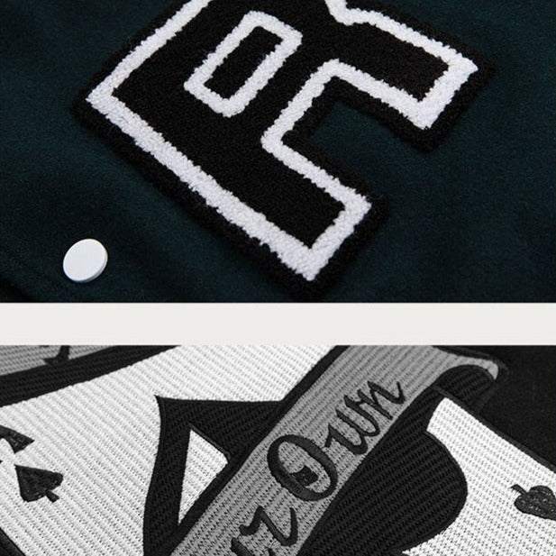 Veste varsity verte - streetwear y2k - Veste varsity verte en coton pour un style urbain