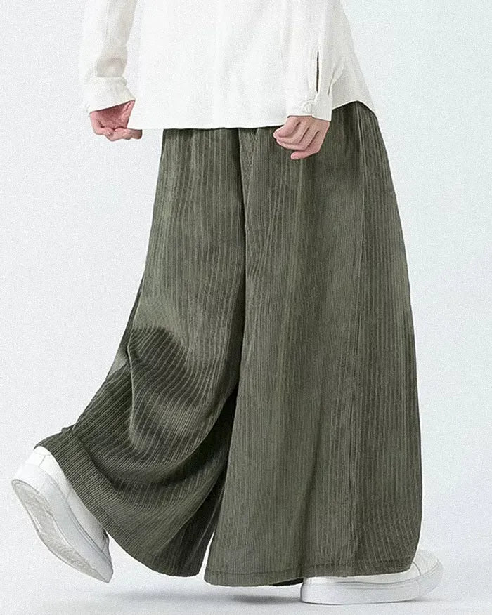 Pantalons en Velours Côtelé Large Chic