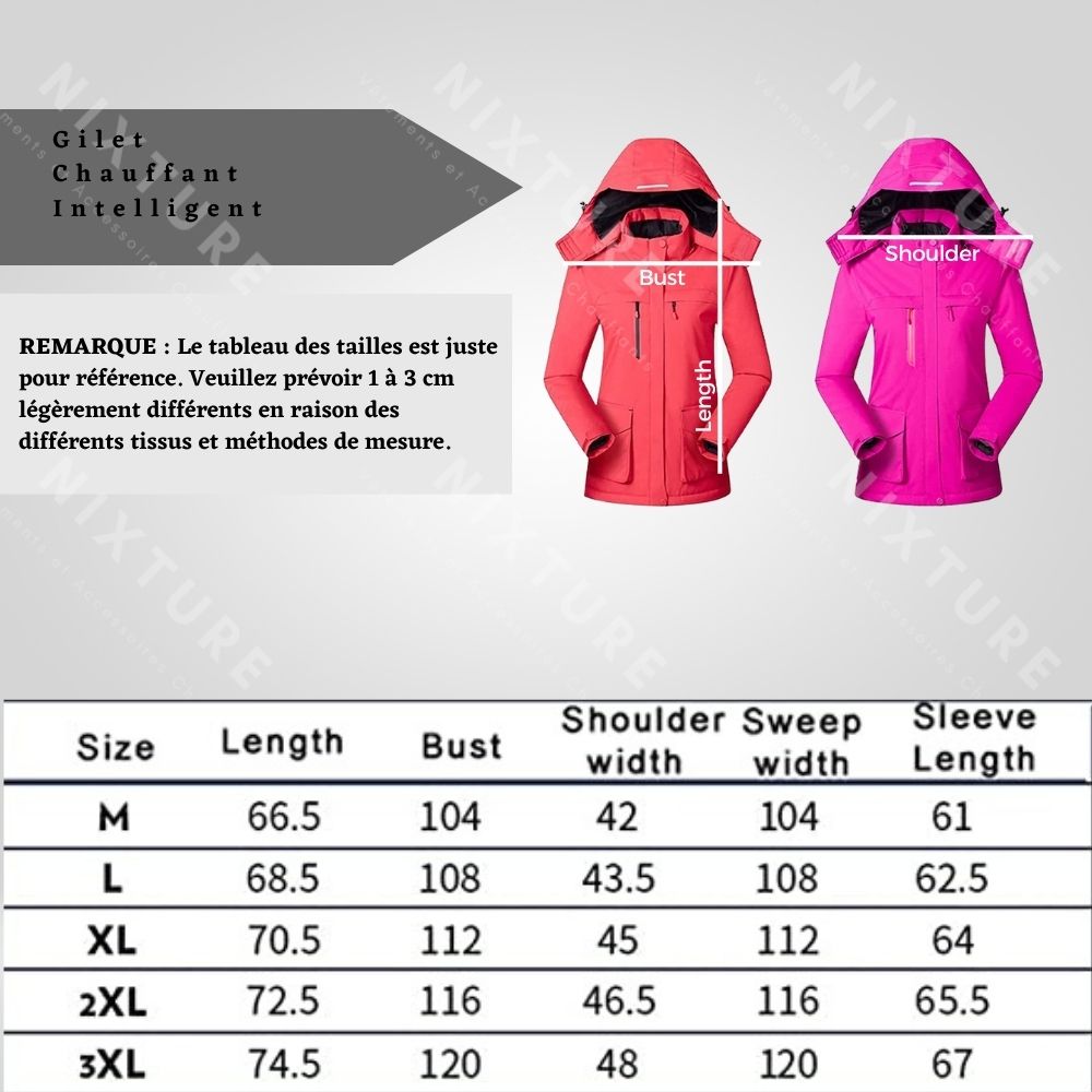 veste softshell chauffante femme taille