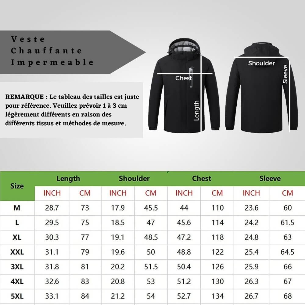 Veste Chauffante Impermeable - veste thermique - Veste Chauffante Impermeable pour un Confort Optimal
