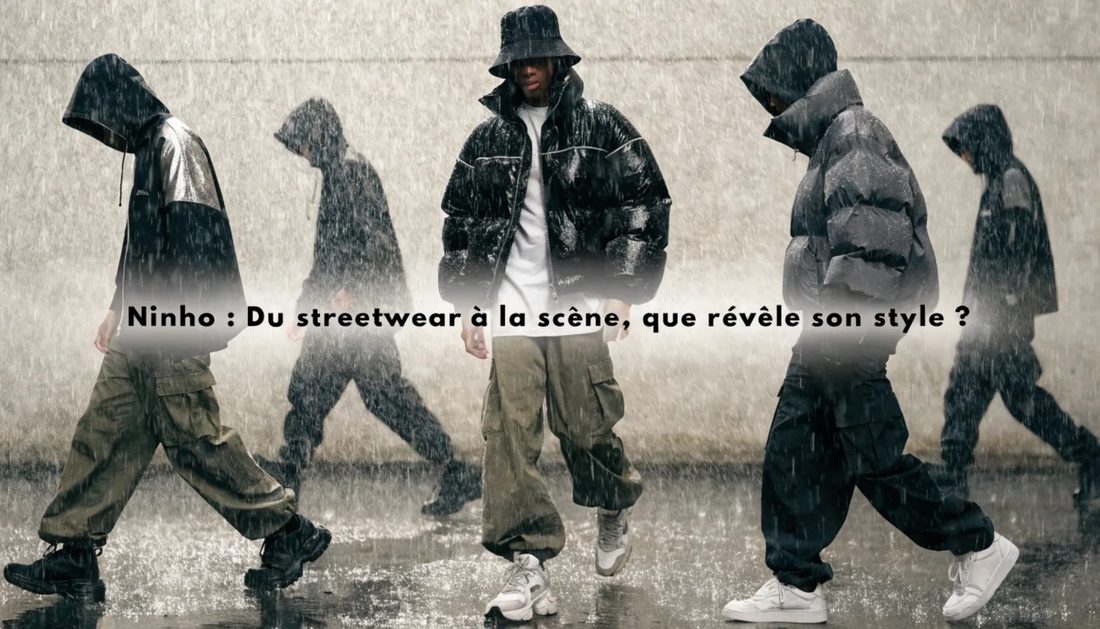 Une scène urbaine dynamique avec une palette de couleurs muted, illustrant un fusion de styles streetwear et techwear