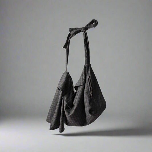 Sac Hobo en Laine à Carreaux Élégant