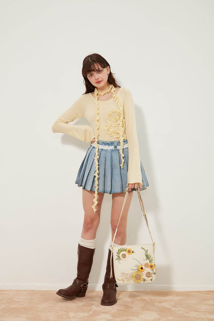 Sac brodé de tournesol chic