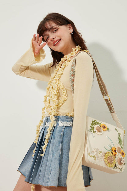 Sac brodé de tournesol chic