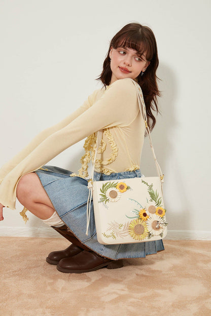 Sac brodé de tournesol chic