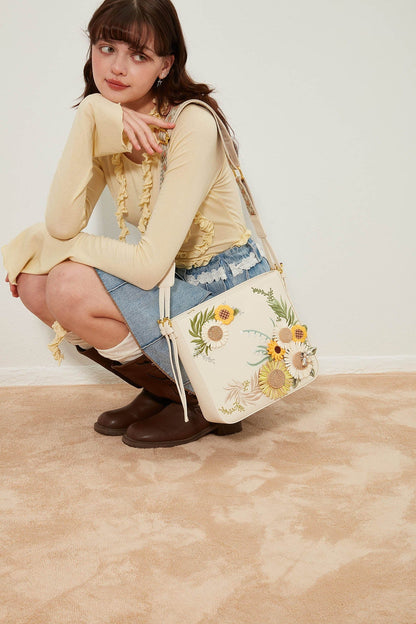 Sac brodé de tournesol chic