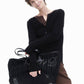 Sac en velours côtelé et cuir élégant