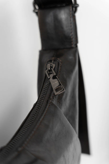 Sac fourre-tout en cuir ciré plissé élégant