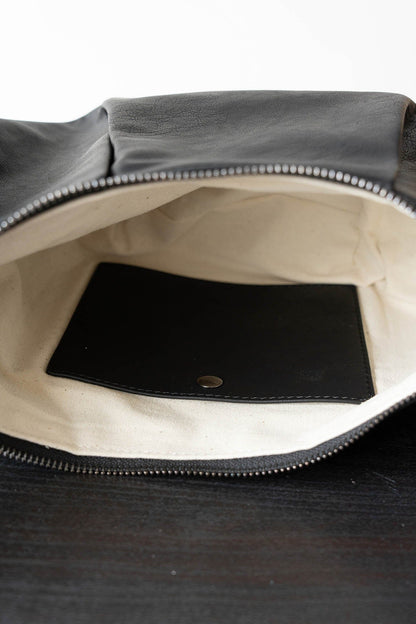 Sac fourre-tout en cuir ciré plissé élégant