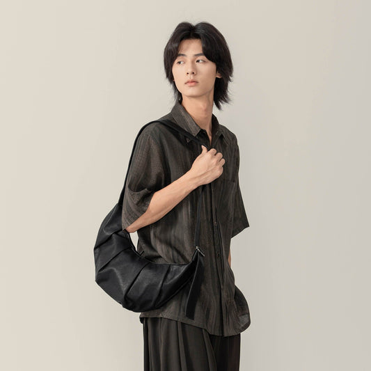 Sac fourre-tout en cuir ciré plissé élégant
