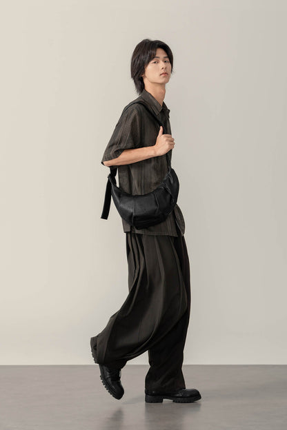 Sac fourre-tout en cuir ciré plissé élégant