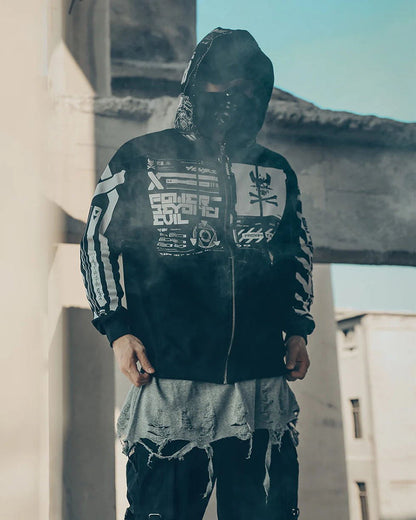 Hoodie zippé au style futuriste