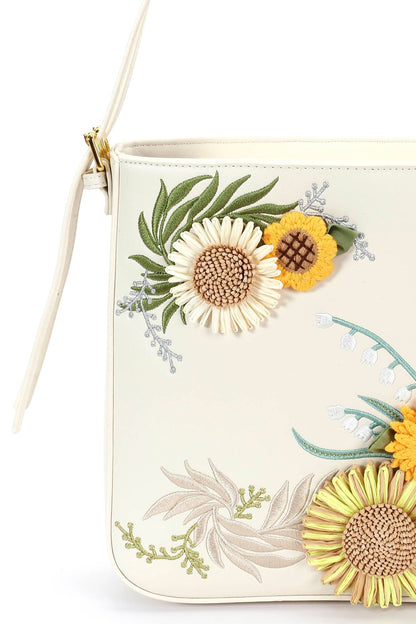 Sac brodé de tournesol chic