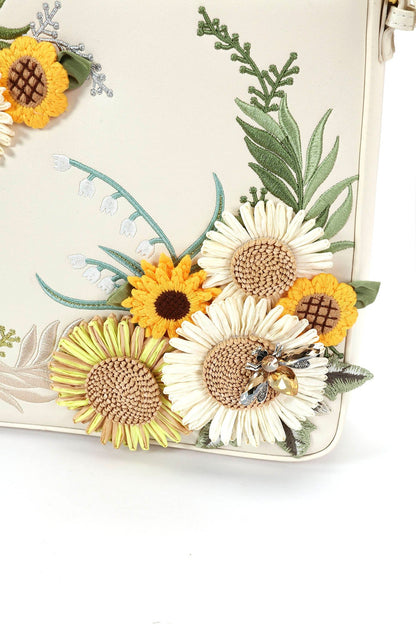 Sac brodé de tournesol chic