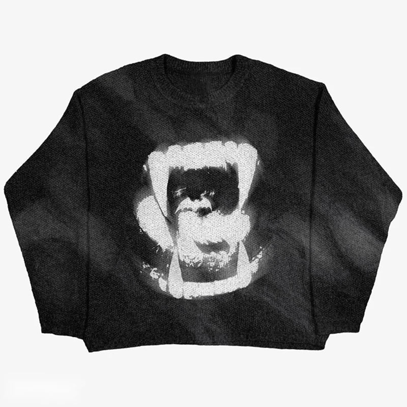 Pull en tricot noir et blanc