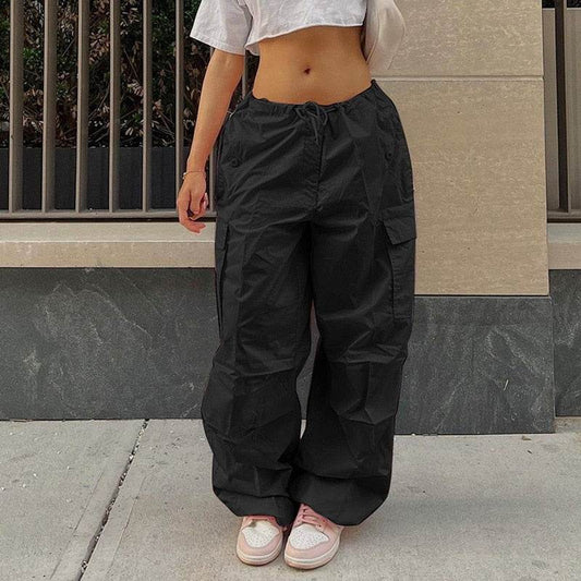 Pantalon parachute cargo noir