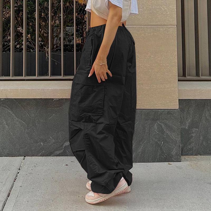 Pantalon parachute cargo noir