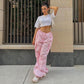 Pantalon cargo parachute rose