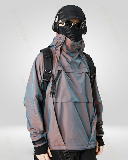 Veste coupe-vent à capuche transformable