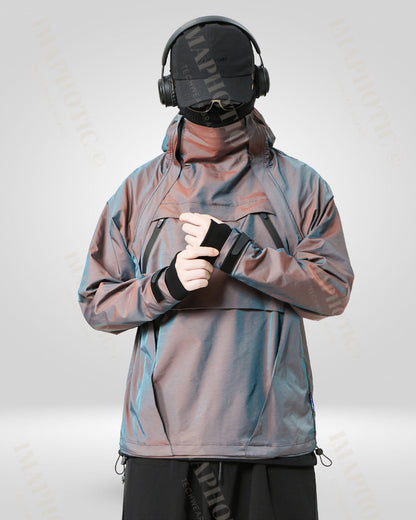 Veste coupe-vent à capuche transformable