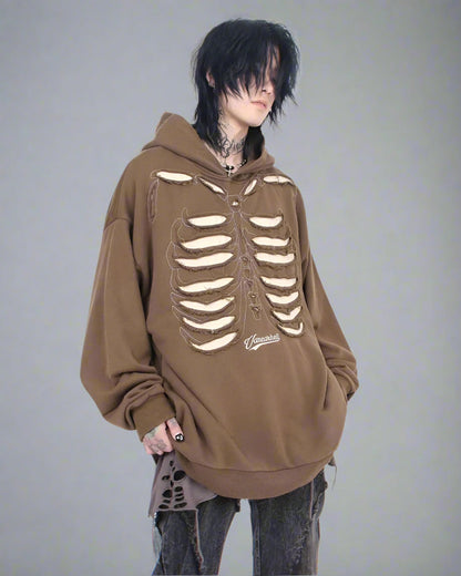 Sweat à Capuche Squelette Découpé Cool