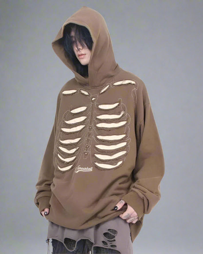 Sweat à Capuche Squelette Découpé Cool