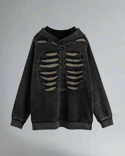 Sweat à Capuche Squelette Découpé Cool