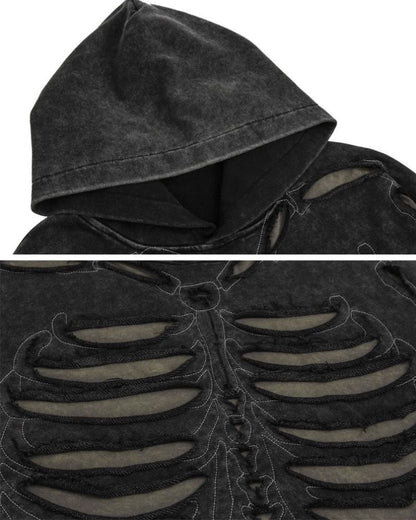 Sweat à Capuche Squelette Découpé Cool