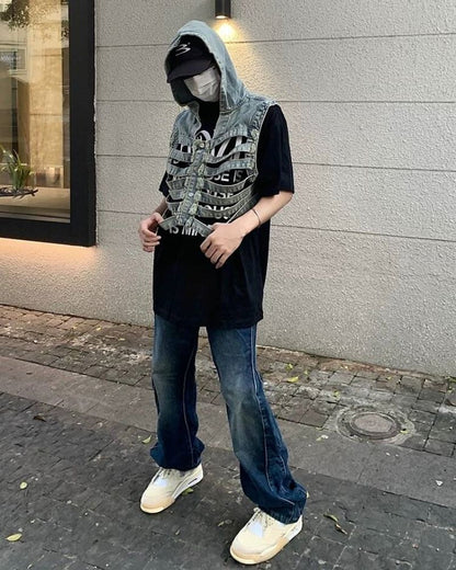 Veste en Jean Découpée Élégante