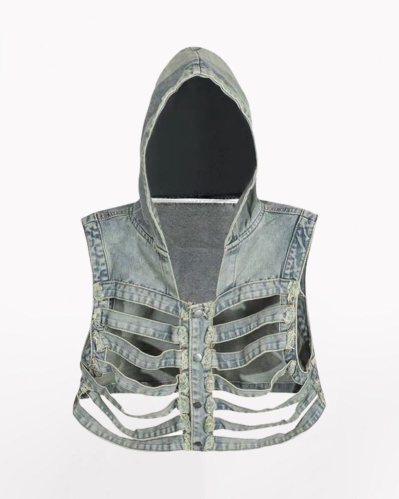 Veste en Jean Découpée Élégante