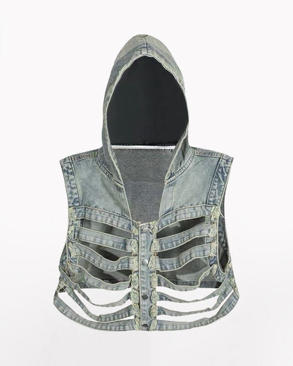 Veste en Jean Découpée Élégante
