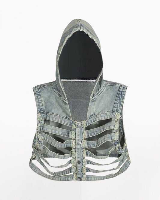 Veste en Jean Découpée Élégante