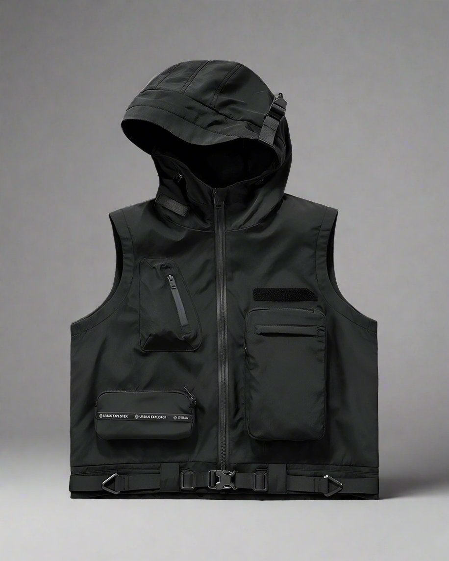 Gilet Cargo à Capuche Multi-Poches