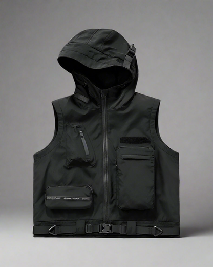 Gilet Cargo à Capuche Multi-Poches