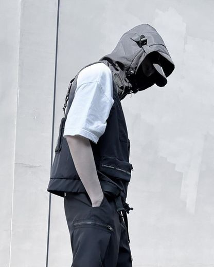 Gilet Cargo à Capuche Multi-Poches